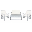 Pemberly Row Transitional Wood 4Pc Outdoor Set in Gray / Beige