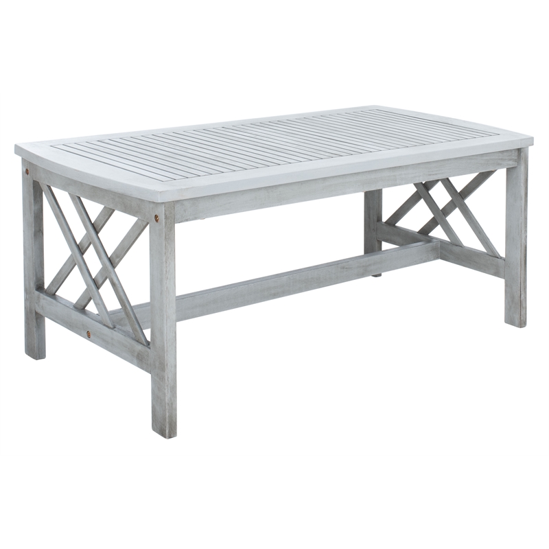 Pemberly Row Transitional Wood 4Pc Outdoor Set in Gray / Beige