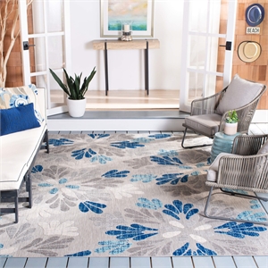 Pemberly Row Contemporary Polypropylene 8' x 10' Rug in Gray and Blue