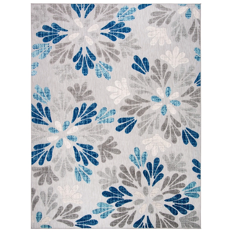 Pemberly Row Contemporary Polypropylene 8' x 10' Rug in Gray and Blue