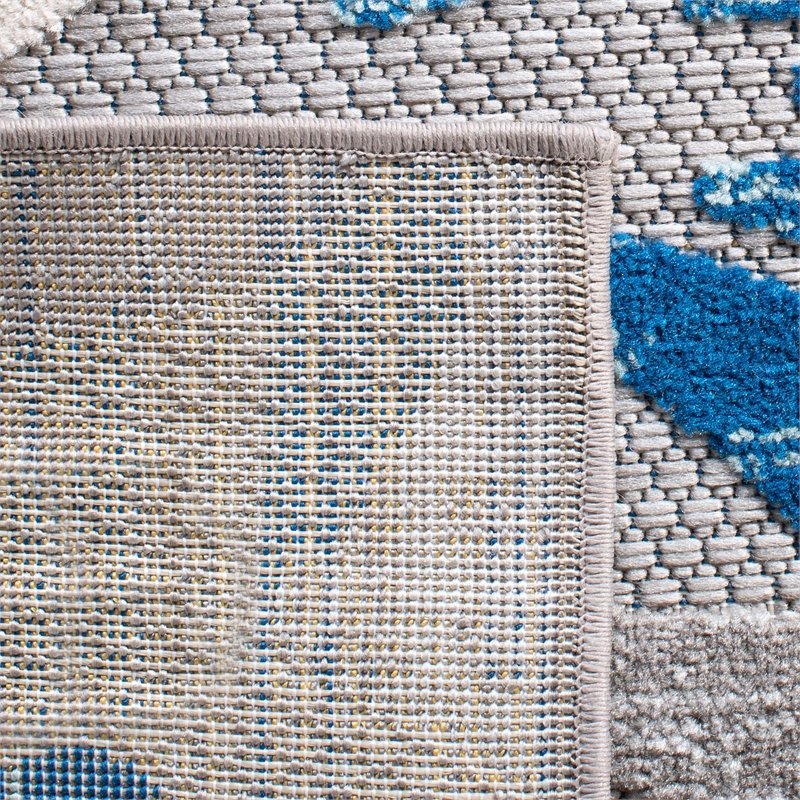 Pemberly Row Contemporary Polypropylene 8' x 10' Rug in Gray and Blue