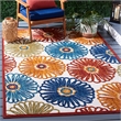 Pemberly Row Contemporary Polypropylene 4' x 6' Rug in Creme and Red
