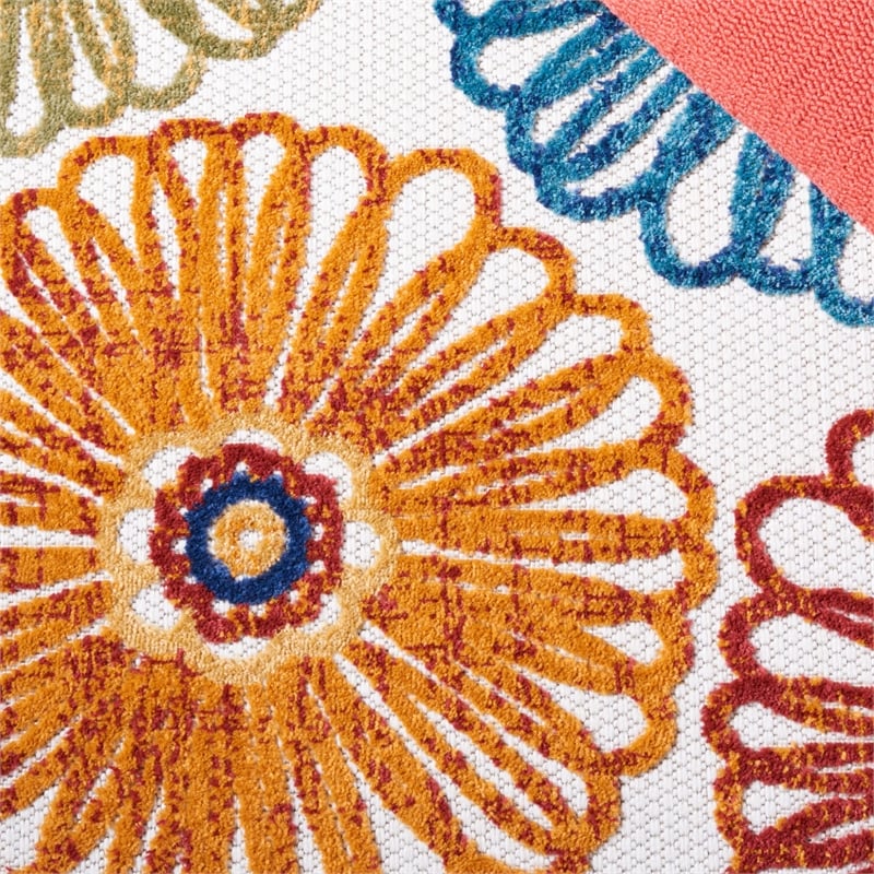 Pemberly Row Contemporary Polypropylene 8' x 10' Rug in Creme and Red