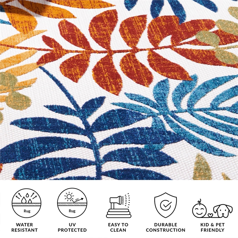 Pemberly Row Contemporary Polypropylene 4' x 6' Rug in Creme and Red