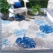 Pemberly Row Contemporary Polypropylene 4' x 6' Rug in Gray and Blue