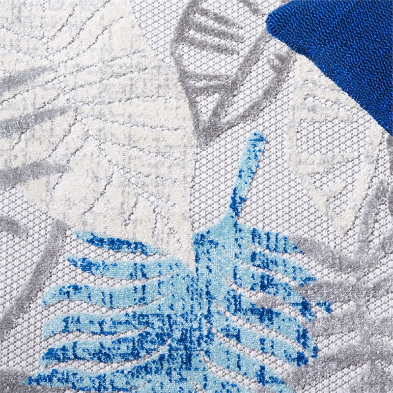 Pemberly Row Contemporary Polypropylene 4' x 6' Rug in Gray and Blue