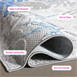 Pemberly Row Contemporary Polypropylene 9' x 12' Rug in Gray and Blue