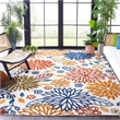 Pemberly Row Contemporary Polypropylene 8' x 10' Rug in Creme and Red