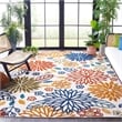 Pemberly Row Contemporary Polypropylene 9' x 12' Rug in Creme and Red