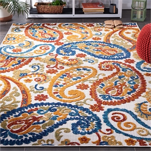 Pemberly Row Contemporary Polypropylene 4' x 6' Rug in Cream and Navy