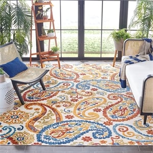 Pemberly Row Contemporary Polypropylene 8' x 10' Rug in Cream and Navy