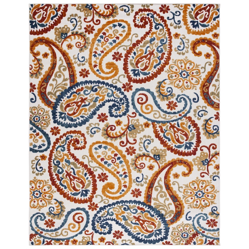 Pemberly Row Contemporary Polypropylene 9' x 12' Rug in Cream and Navy