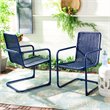 Pemberly Row Aluminum Stackable Patio Chair in Navy (Set of 2)