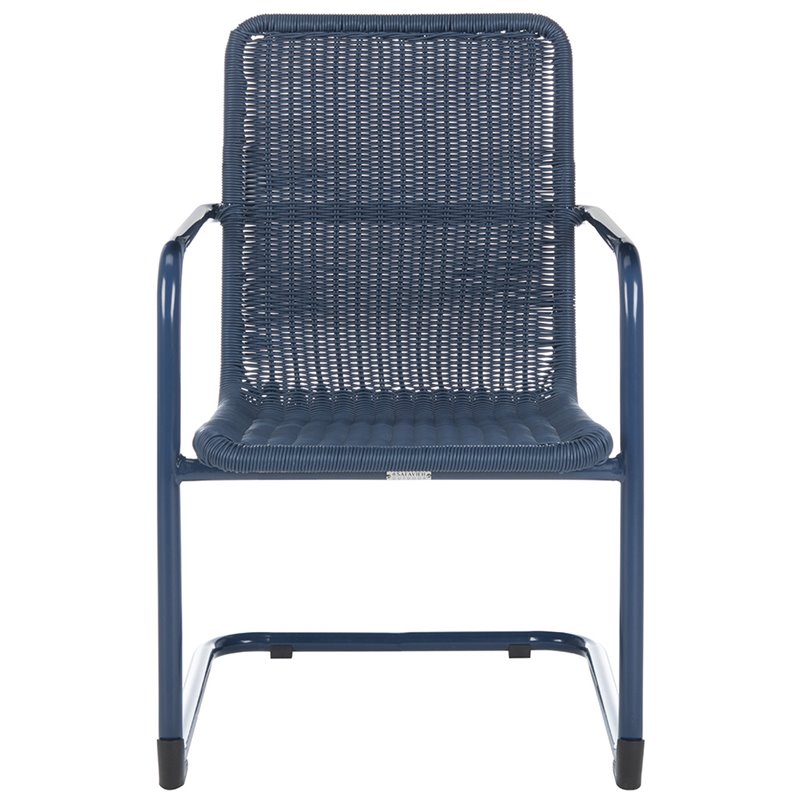Pemberly Row Aluminum Stackable Patio Chair in Navy (Set of 2)