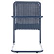 Pemberly Row Aluminum Stackable Patio Chair in Navy (Set of 2)