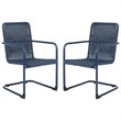 Pemberly Row Aluminum Stackable Patio Chair in Navy (Set of 2)