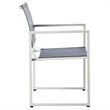 Pemberly Row Aluminum Stackable Patio Chair in Navy and White (Set of 2)