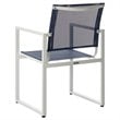 Pemberly Row Aluminum Stackable Patio Chair in Navy and White (Set of 2)