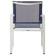 Pemberly Row Aluminum Stackable Patio Chair in Navy and White (Set of 2)