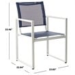 Pemberly Row Aluminum Stackable Patio Chair in Navy and White (Set of 2)
