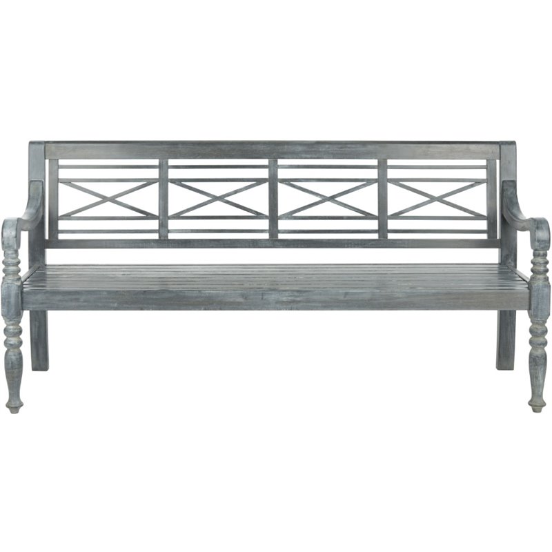 Pemberly Row Contemporary Classic Garden Bench in Ash Gray Finish