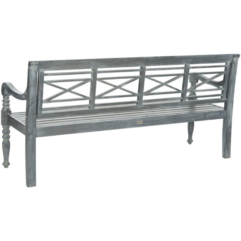 Pemberly Row Contemporary Classic Garden Bench in Ash Gray Finish