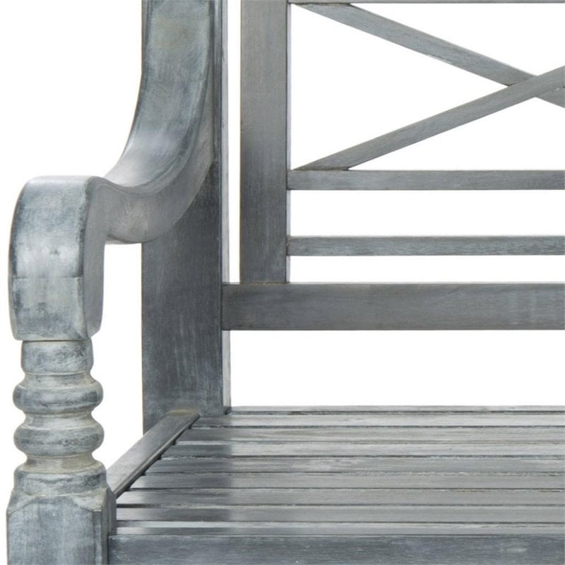 Pemberly Row Contemporary Classic Garden Bench in Ash Gray Finish