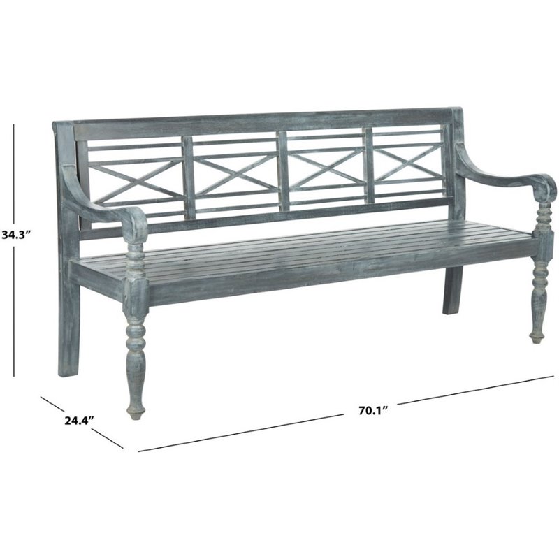 Pemberly Row Contemporary Classic Garden Bench in Ash Gray Finish