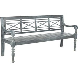 Pemberly Row Contemporary Classic Garden Bench in Ash Gray Finish