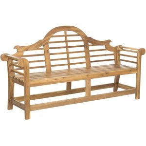Pemberly Row Contemporary Classic Garden Bench in Teak Finish