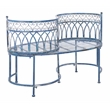 Pemberly Row Traditional Powder Coated Kissing Iron Bench in Blue