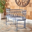 Pemberly Row Traditional Powder Coated Kissing Iron Bench in Blue