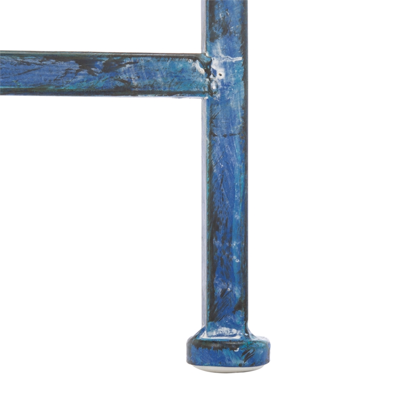 Pemberly Row Traditional Powder Coated Kissing Iron Bench in Blue
