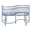 Pemberly Row Traditional Powder Coated Kissing Iron Bench in Blue