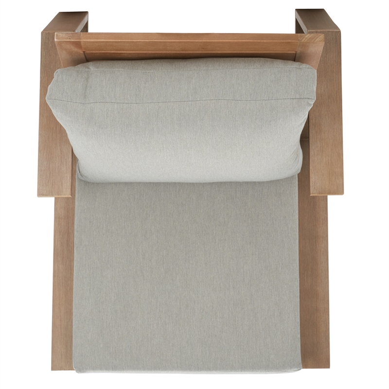 Pemberly Row Wood and Fabric Patio Chair in Brown / Light Gray