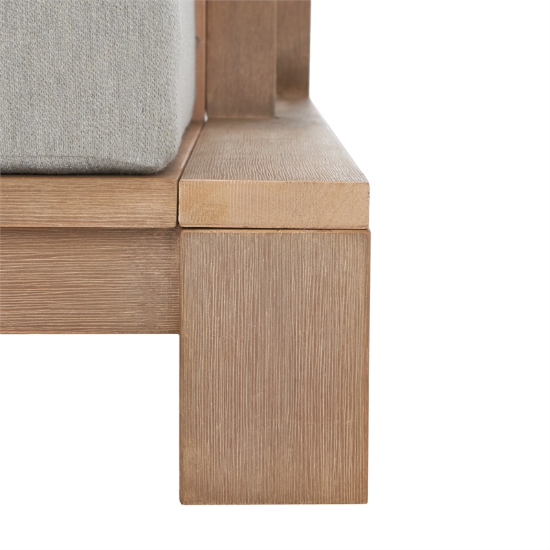 Pemberly Row Wood and Fabric Patio Chair in Brown / Light Gray