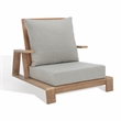 Pemberly Row Wood and Fabric Patio Chair in Brown / Light Gray