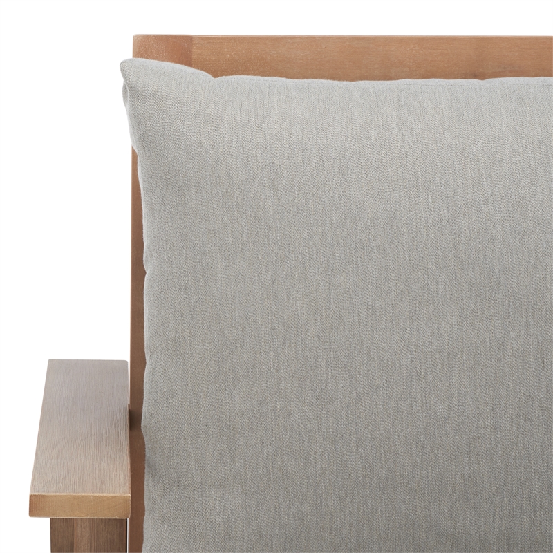 Pemberly Row Wood and Fabric Patio Chair in Brown / Light Gray