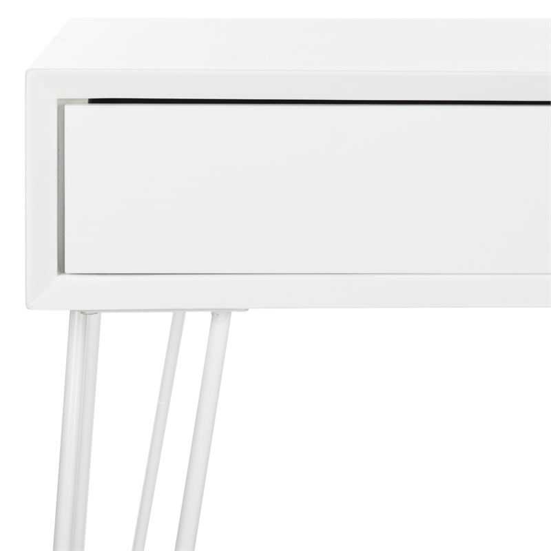 Pemberly Row Contemporary Wood and Iron Desk in White Finish