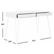 Pemberly Row Contemporary Wood and Iron Desk in White Finish