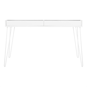 Pemberly Row Contemporary Wood and Iron Desk in White Finish