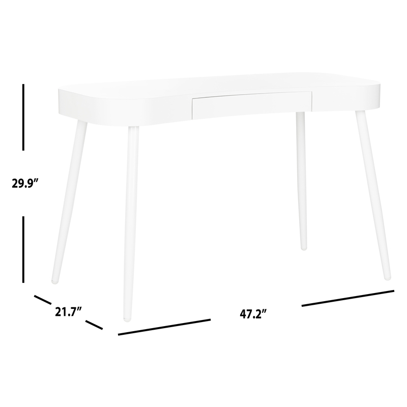 Pemberly Row Contemporary Wood and Iron Desk in White Finish
