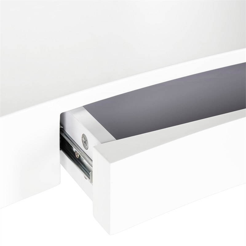 Pemberly Row Contemporary Wood and Iron Desk in White Finish