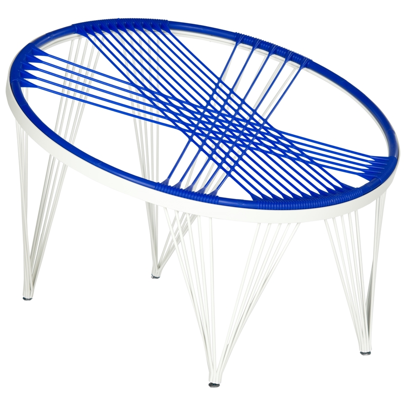Pemberly Row Contemporary Iron/Silicone Chair in Blue & White
