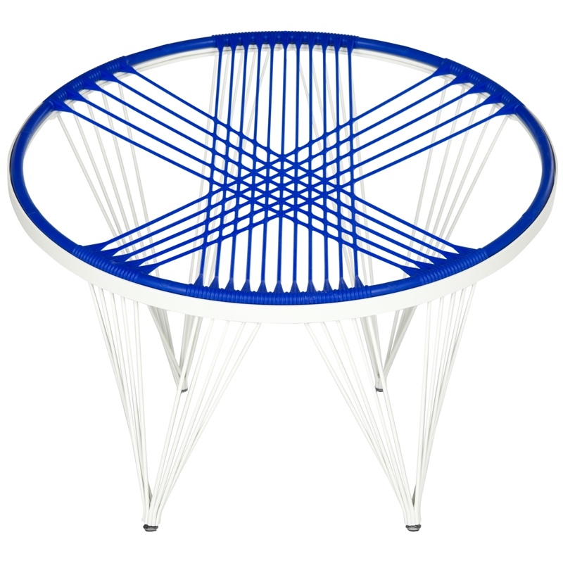 Pemberly Row Contemporary Iron/Silicone Chair in Blue & White