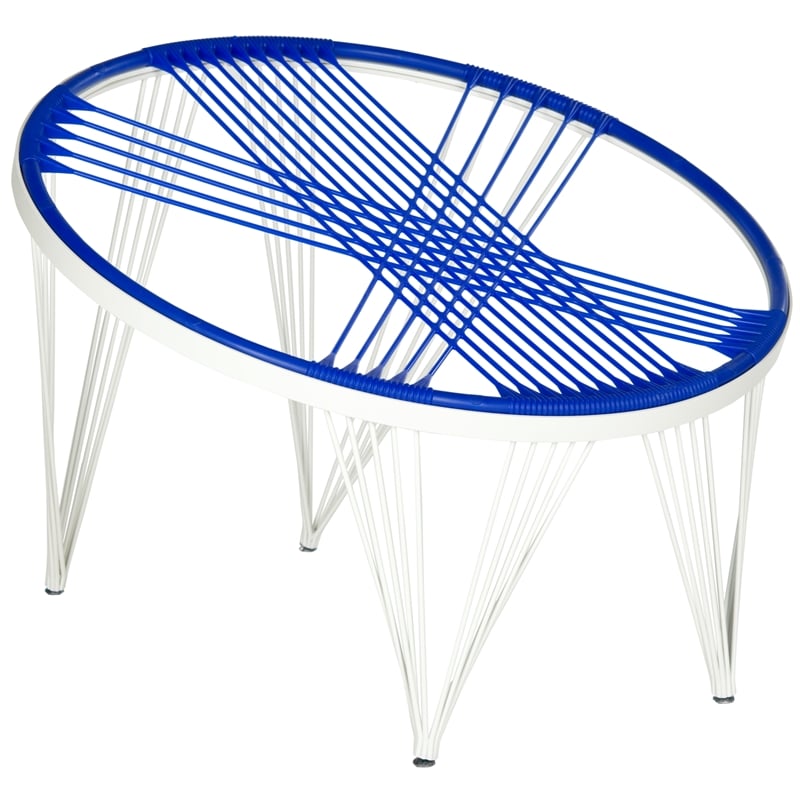Pemberly Row Contemporary Iron/Silicone Chair in Blue & White