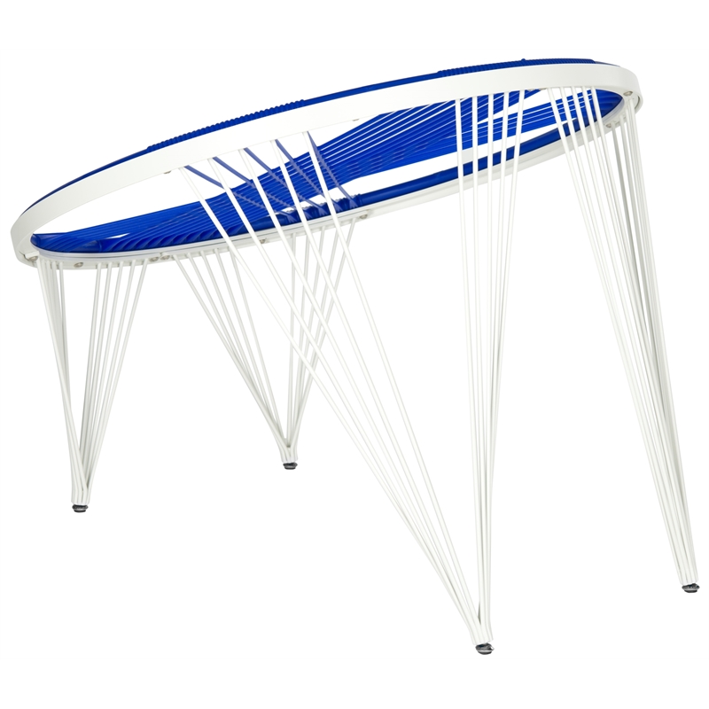 Pemberly Row Contemporary Iron/Silicone Chair in Blue & White