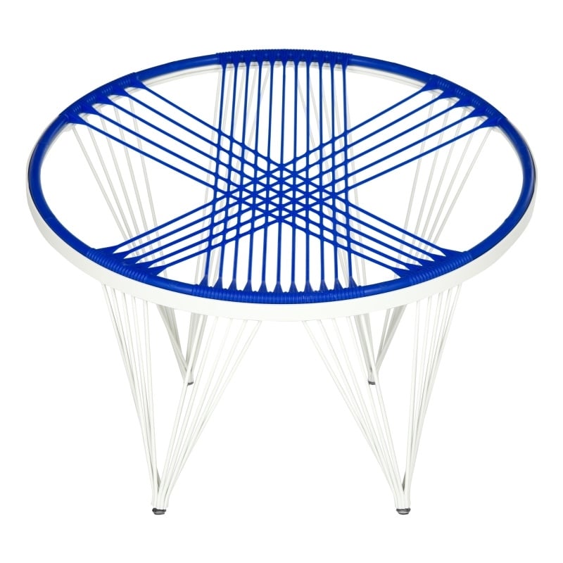 Pemberly Row Contemporary Iron/Silicone Chair in Blue & White