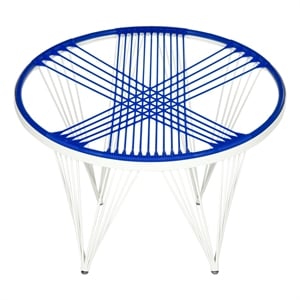 Pemberly Row Contemporary Iron/Silicone Chair in Blue & White