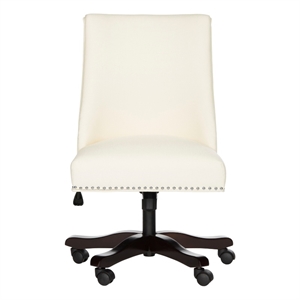 Pemberly Row Transitional Wood and Iron Desk Chair in Cream Finish